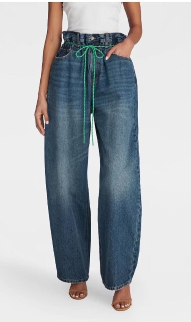 KBB by KAHLANA Women's Barrel Leg 'The Paper Bag Jean' - Dark Wash